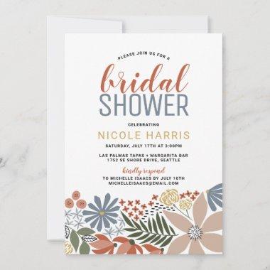 Graphic Floral Bridal Shower Invitations