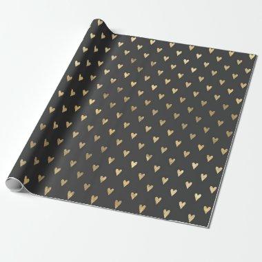 Gray and Gold Vintage Heart Doodle Wrapping Paper