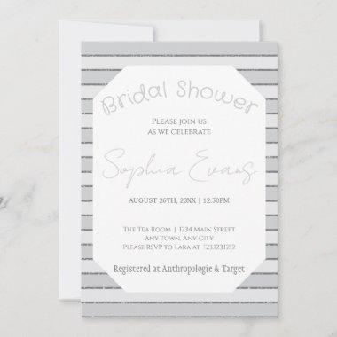 Gray and Silver Striped Bridal Shower Invitations