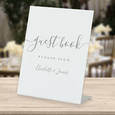 Gray And White Signature Script Guest Book Pedesta Pedestal Sign