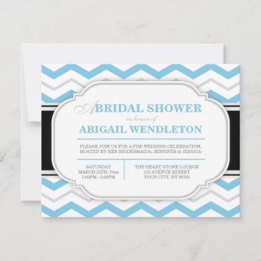 Gray & Blue Chevron Bridal Shower Invitations