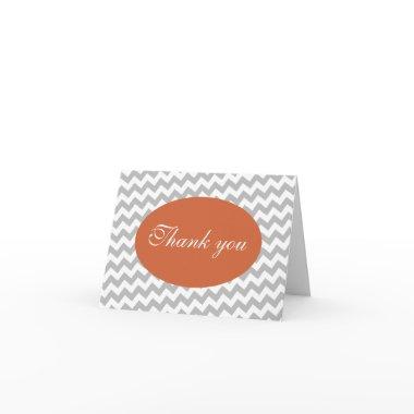 Gray Chevron and Orange Modern Thank You