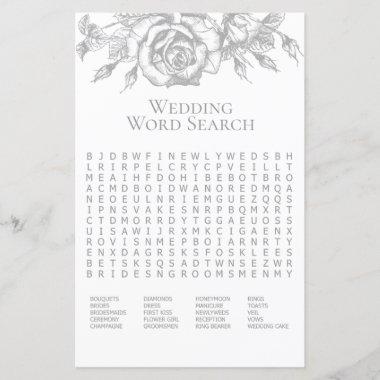 Gray Elegant Floral Wedding Word Search