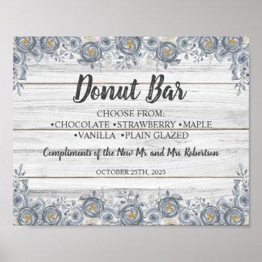 Gray Floral | Donut Bar Bridal Shower Wedding Sign