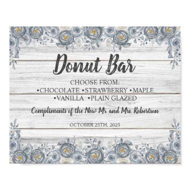 Gray Floral | Donut Bar Bridal Shower Wedding Sign