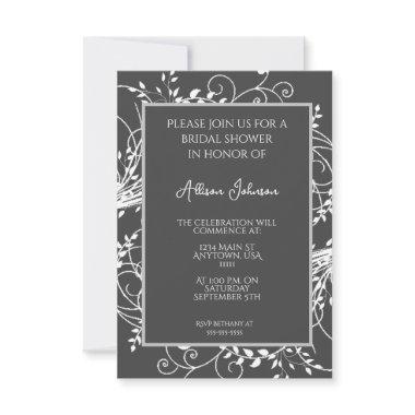 Gray Flourish Bridal Shower Invitations