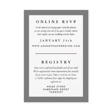 Gray Frame Wedding Reply RSVP and Registry Enclosure Invitations