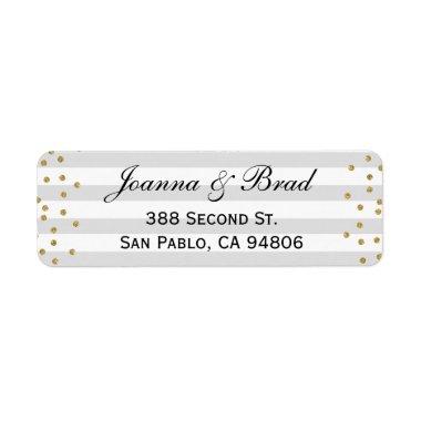 Gray Gold Modern Wedding Couple Return Address Label