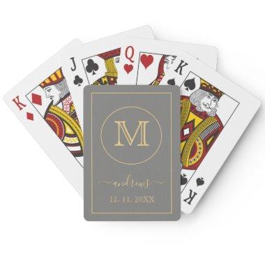 Gray Gold Personalized Monogram and Name Poker