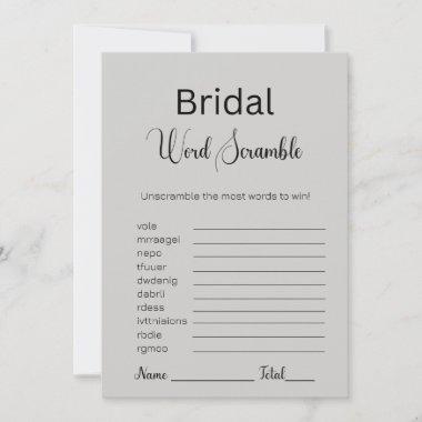 Gray Goose Bridal Word Scramble Game Invitations