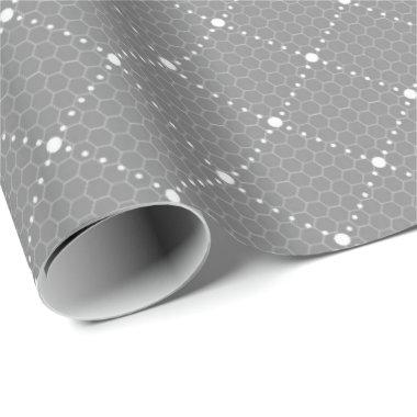 Gray Grey Minimal Lace White Lattice Elegant Wrapping Paper