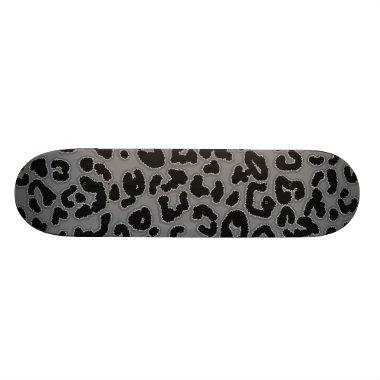 Gray Leopard Animal Print Skateboard Deck
