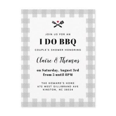 Gray Picnic Plaid Cloth I Do BBQ Invitation PostInvitations