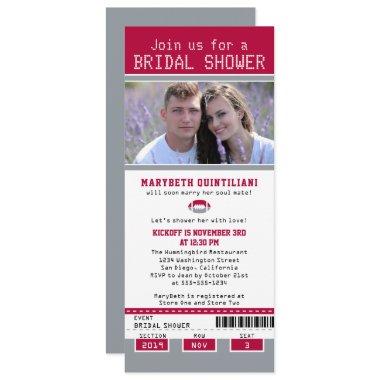 Gray Red Football Ticket