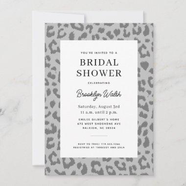 Gray Sleek Animal Print Bridal Shower Invitations