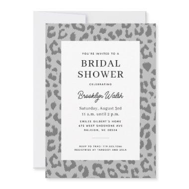 Gray Sleek Animal Print Bridal Shower Invitations