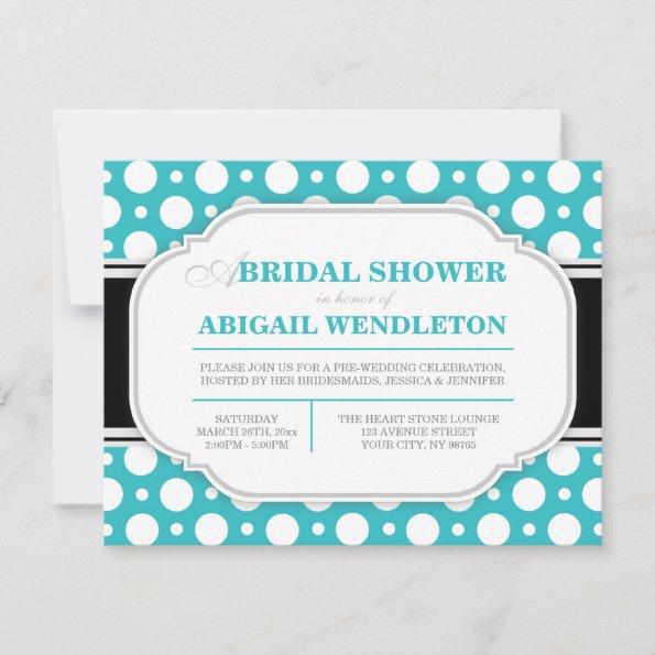 Gray Turquoise Polka Dot Bridal Shower Invitations