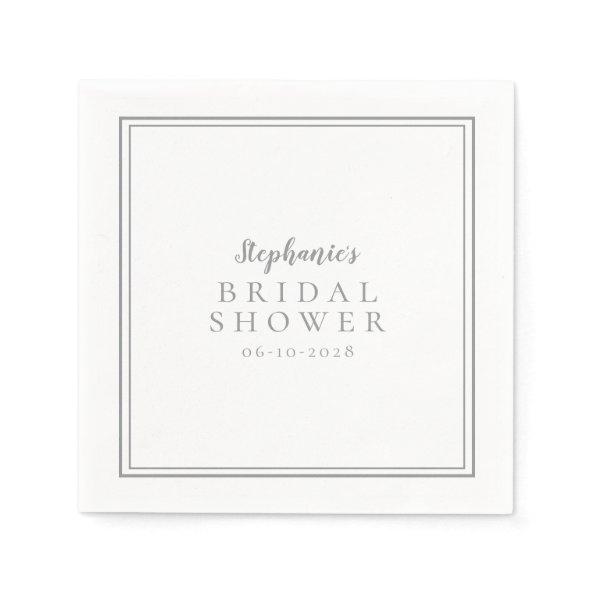 Gray White Bridal Shower Wedding Simple Modern Napkins