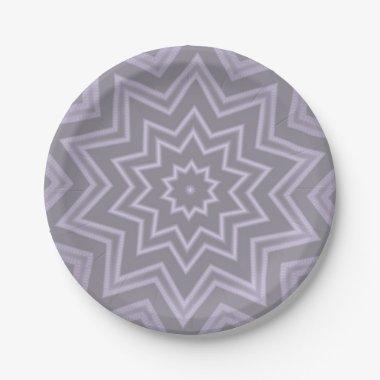 Gray White Star Modern Geometric Pattern Paper Paper Plates