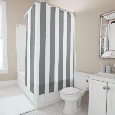 Gray & White Striped Custom Shower Shower Curtain
