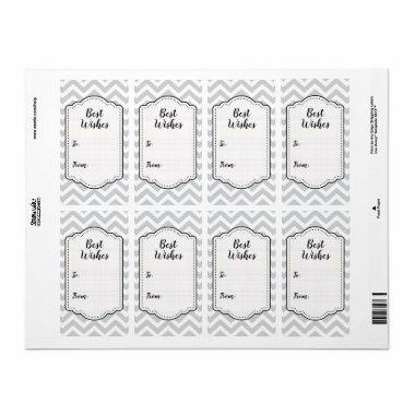 Gray & White Thick Chevron Wedding Birthday V1 Label