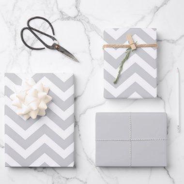 Gray & White Thick Chevron Wedding Birthday V1 Wrapping Paper Sheets