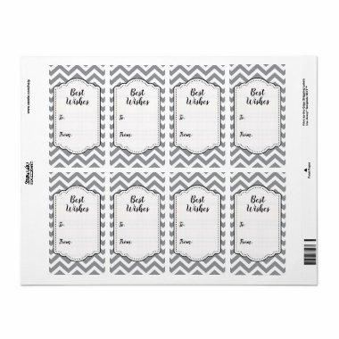 Gray & White Thick Chevron Wedding Birthday V2 Label
