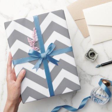 Gray & White Thick Chevron Wedding Birthday V2 Wrapping Paper