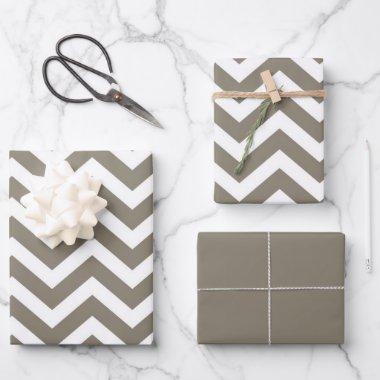 Gray & White Thick Chevron Wedding Birthday V3 Wrapping Paper Sheets