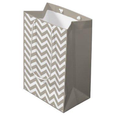 Gray & White Thick Chevron Wedding Birthday V4 Medium Gift Bag