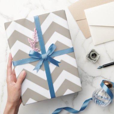Gray & White Thick Chevron Wedding Birthday V4 Wrapping Paper