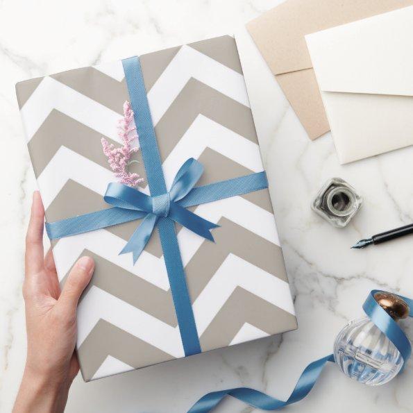 Gray & White Thick Chevron Wedding Birthday V4 Wrapping Paper