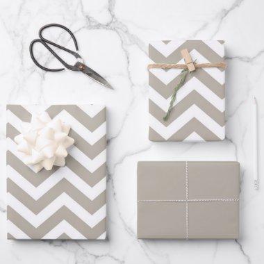 Gray & White Thick Chevron Wedding Birthday V4 Wrapping Paper Sheets