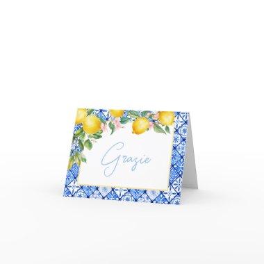 Grazie Lemons Italian Blue Tiles  Thank You