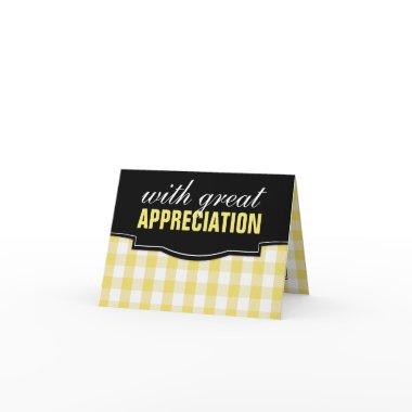 Great Appreciation Yellow Gingham Thank You Invitations