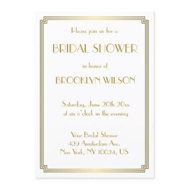 Great Gatsby Art Deco White Bridal Shower Invites