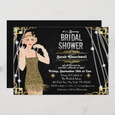 Great Gatsby Flapper Girl Bridal Shower Invitations
