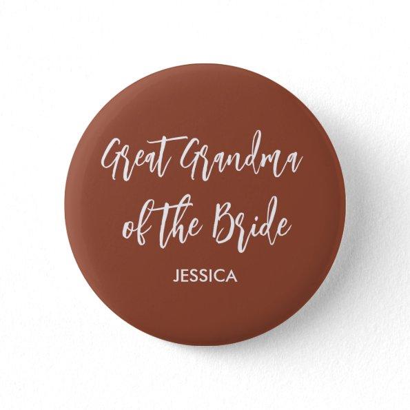 Great Grandma of the Bride Terracotta Button
