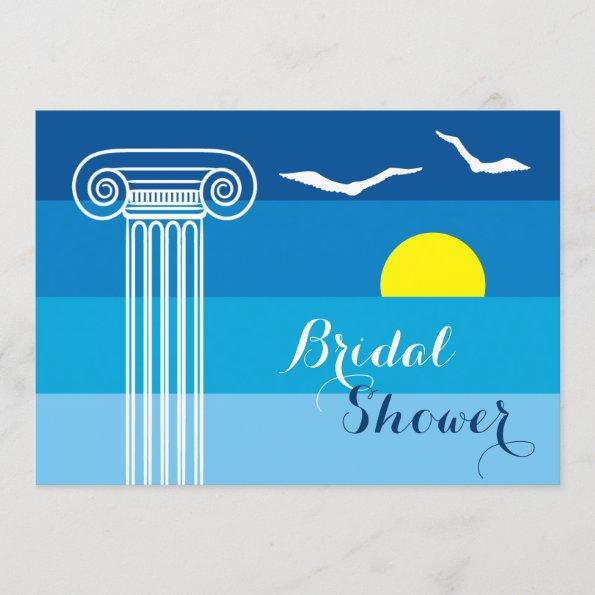 Greek column & seagulls wedding bridal shower Invitations