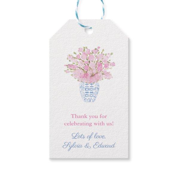 Greek Key Chinoiserie Cherry Blossom Bridal Shower Gift Tags