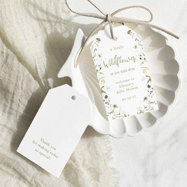 Green A Little Wildflower Rustic Boho Baby Shower Gift Tags