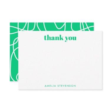 Green Abstract Modern Line Art Personalized Name Thank You