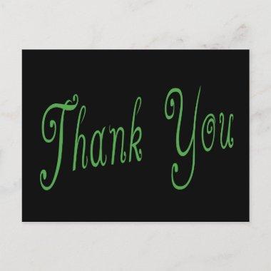 Green and Black Thank You Wedding, Business, Party PostInvitations