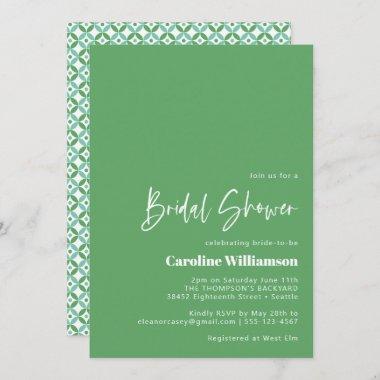 Green and Blue Mid Mod Geometric Bridal Shower Invitations