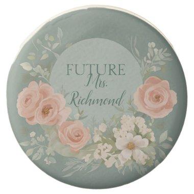 Green and Blush Pink Floral Chocolate Covered Oreo