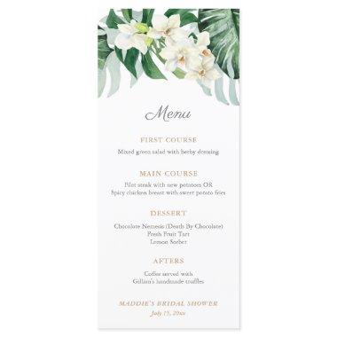 Green And Bronze Tropical Foliage Wedding Shower Menu