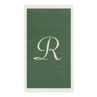 Green and Cream Monogrammed Paper Guest Towel