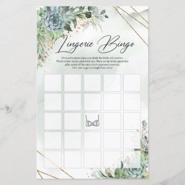Green and gold frame succulents Lingerie Bingo