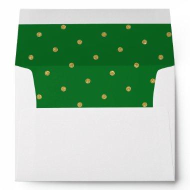 Green And Gold Glitter Polka Dot Pattern Envelope