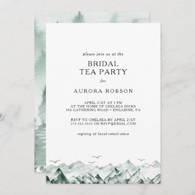 Green and Gold Mountain Bridal Tea Party Invitatio Invitations